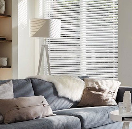 white wooden blinds in the lounge
