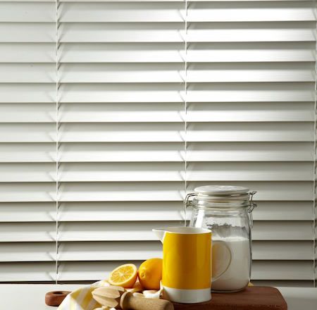 pvc blinds closeup in the kitchen