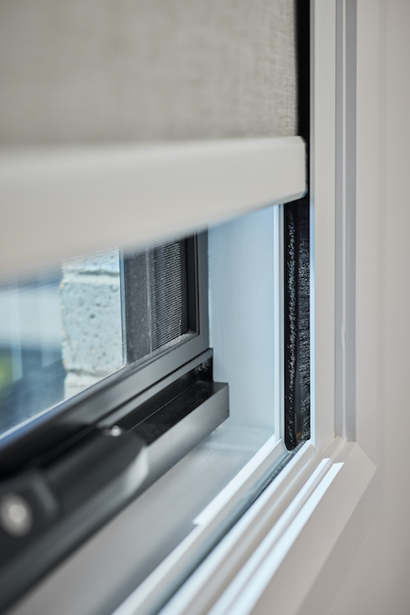 Close-up of SmartBlock blackout blind side channel blocking light gaps